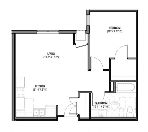 a floor plan of a house with a bedroom and a living room